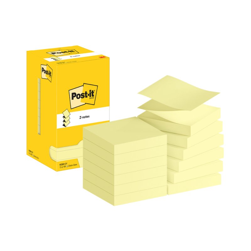 Post-it Z-Notes bloc-notes adhésifs, 127×76 mm, jaune, 12 blocs