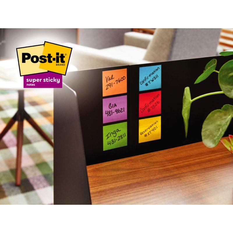Post-it Super Sticky bloc-notes adhésifs Collection Ludique, 47,6×47,6 mm, 12 blocs