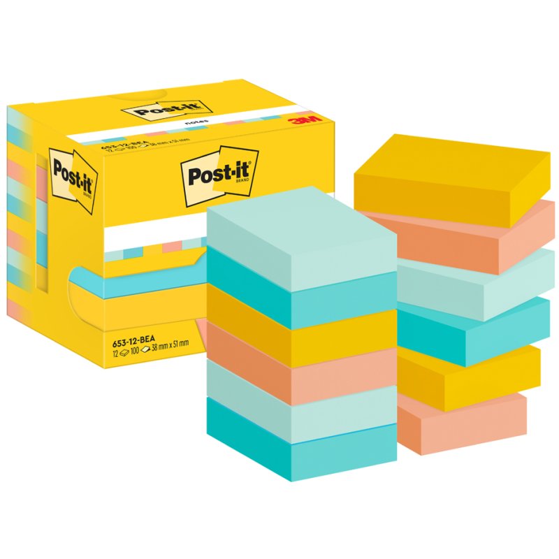 Post-it blocs-notes, 38×51 mm, couleurs Poptimistic, 12 blocs