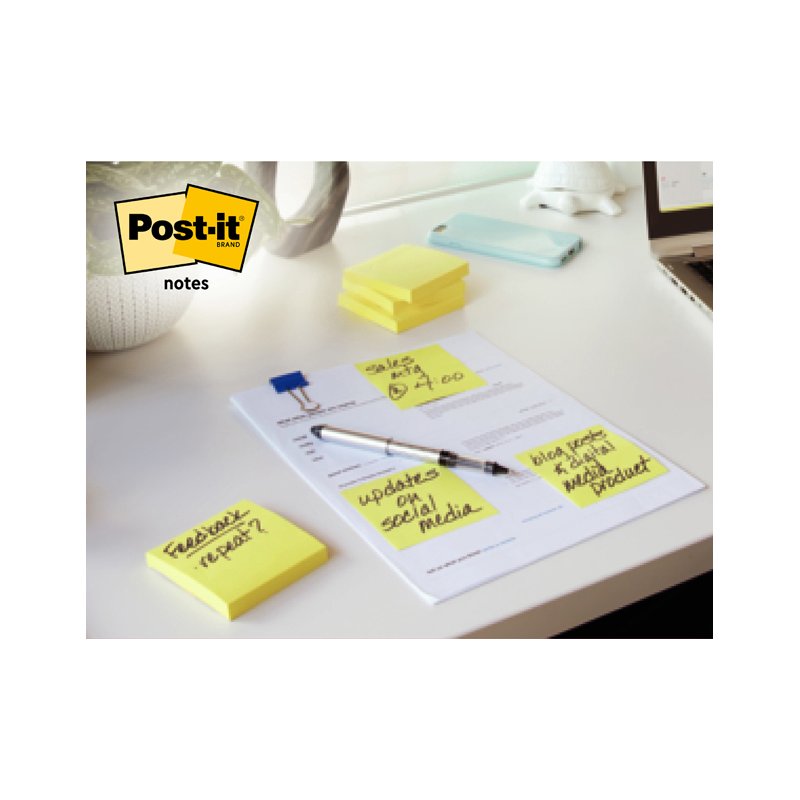 Post-it notes, 127×76 mm, jaune, 24 blocs