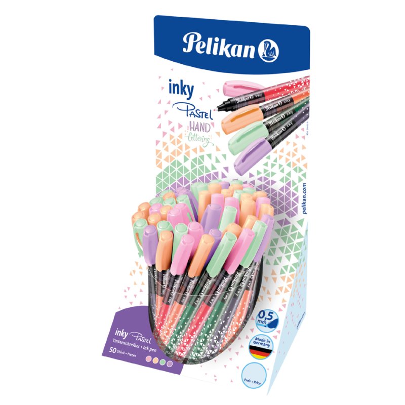 Pelikan Displ.Inky 2 ink pens pastel, 0.5 mm, pastel colours, 50 pieces