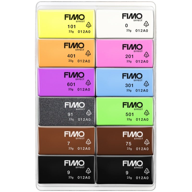 FIMO pâte à modeler set néon, 12 couleurs, cuisson au four, 25 g par couleur