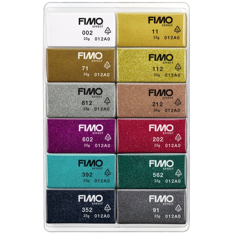 FIMO modelling clay set Glitter, 12-piece, glitter effect, 25 g per colour