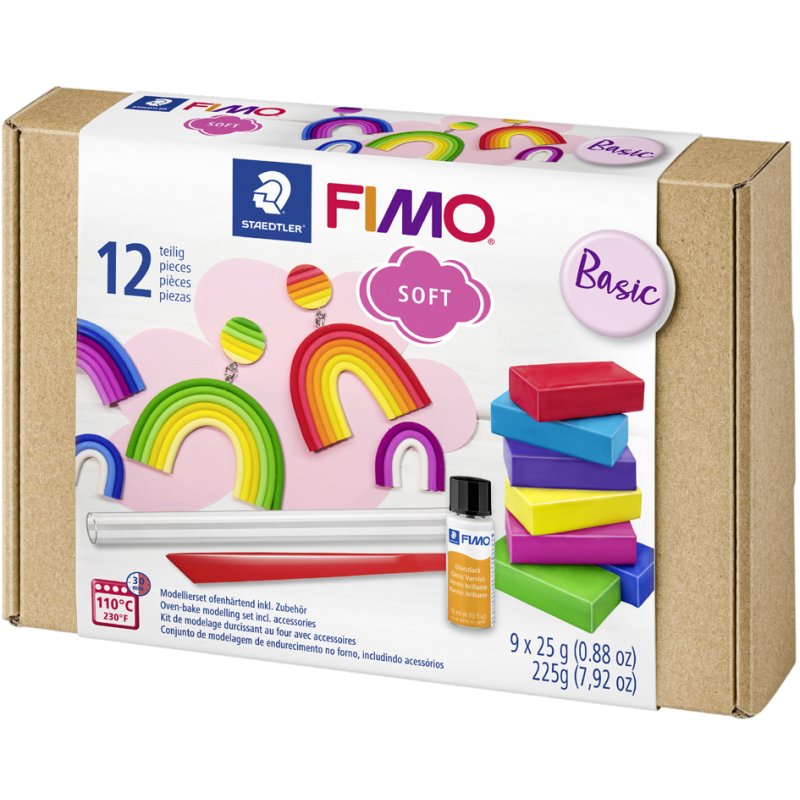 FIMO ensemble d'argile Basique, durcissant au four, 12 couleurs, 12 pièces