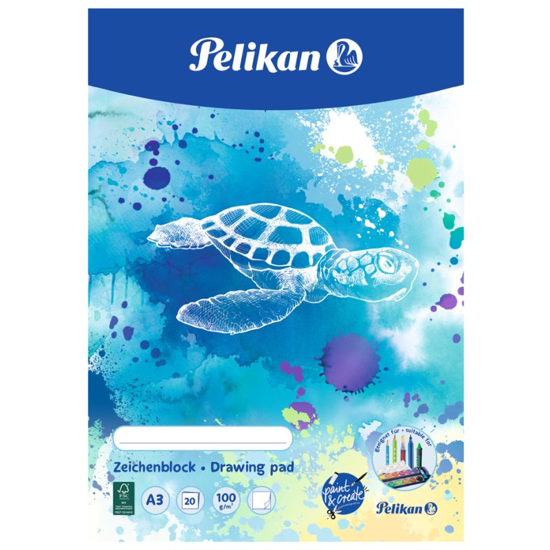 Pelikan drawing block, white, perforated, tortoise motif