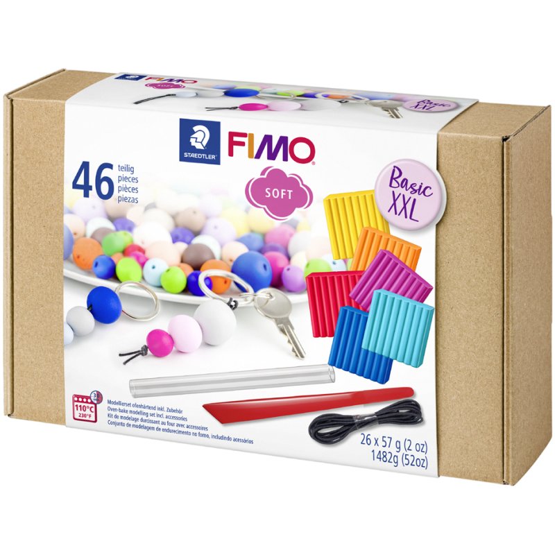 FIMO SOFT pâte à modeler set Basic XXL, 46 pièces, durcissante au four