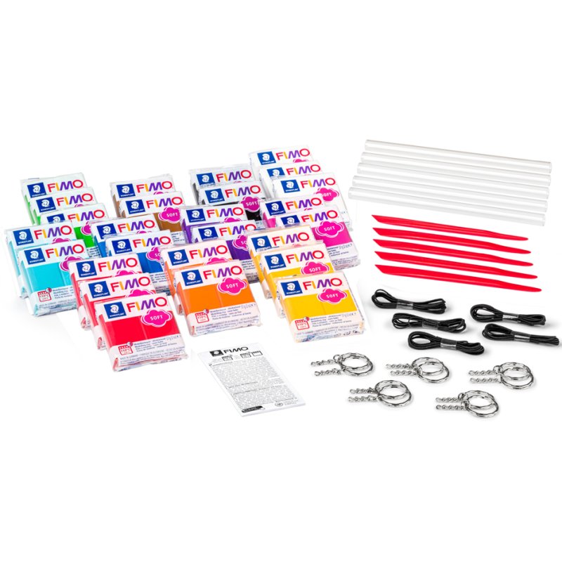 FIMO SOFT pâte à modeler set Basic XXL, 46 pièces, durcissante au four