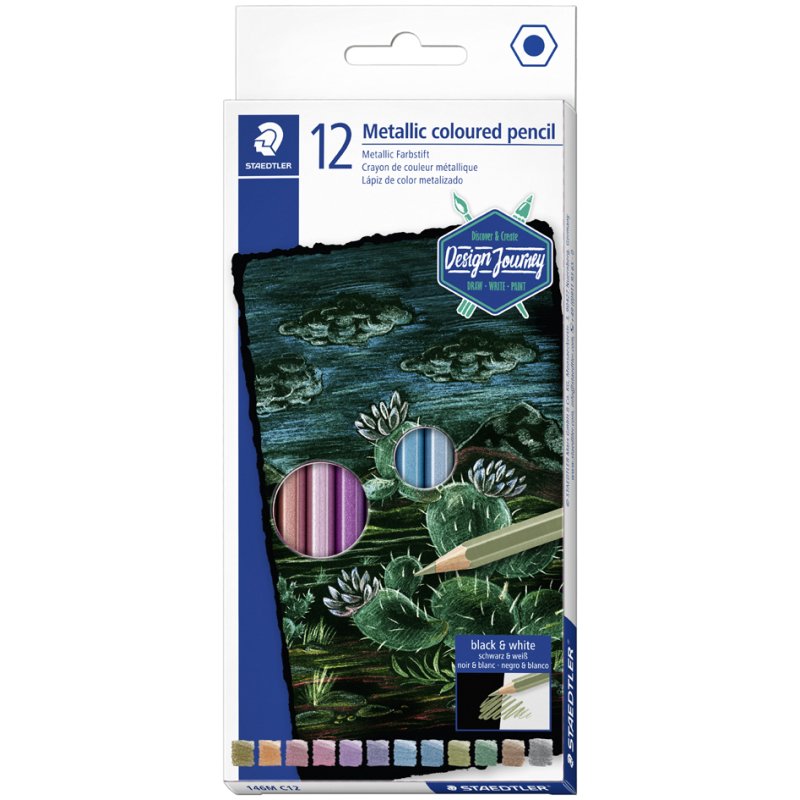 STAEDTLER Crayons de couleur métalliques, hexagonaux, 3,0 mm, 12 pièces