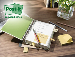 Post-it Super Sticky gerecyclede notes, 76×76 mm, gekleurd, 3 blokken