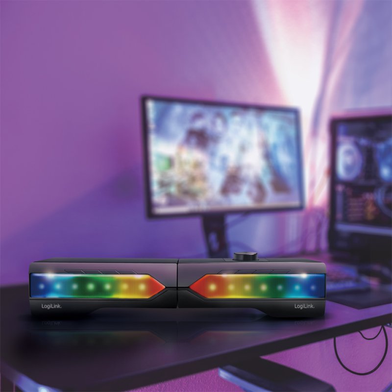 LogiLink barre sonore mobile avec éclairage festif, noir, Bluetooth 5.0, RGB-verlichting