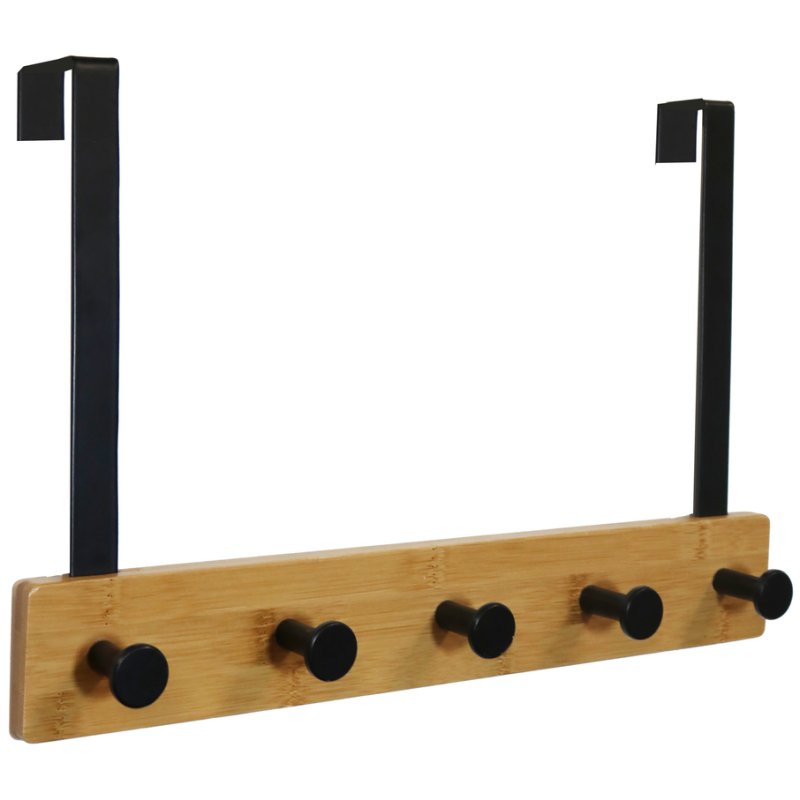 UNiLUX porte-manteau KARAKO, 5 crochets, noir/bambou, 380×250 mm