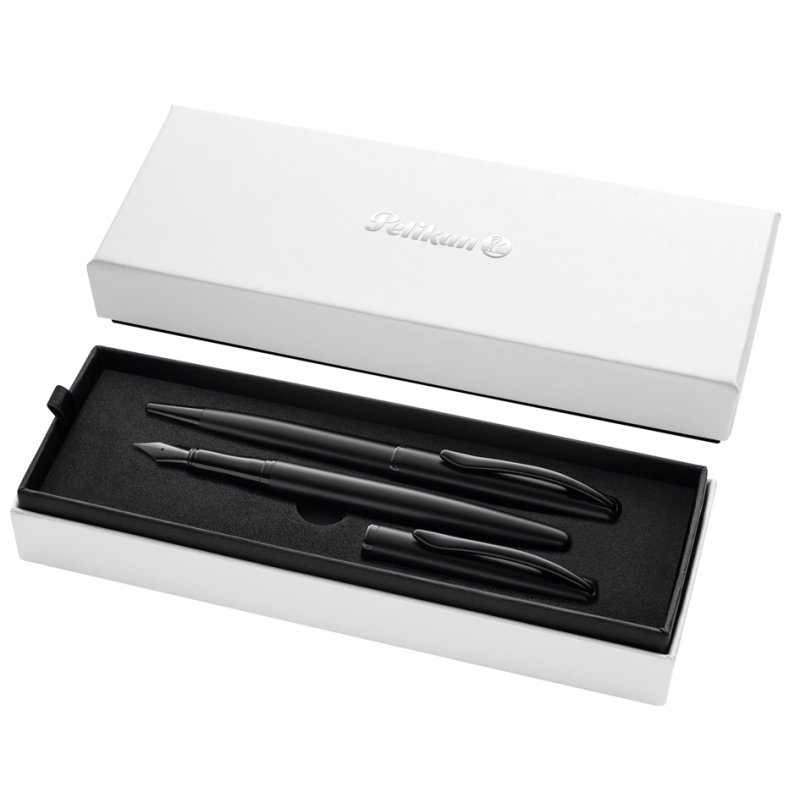 Pelikan ensemble d'écriture Jazz Chique Elegantie, noir carbone, stylo à bille + stylo plume