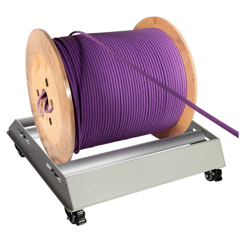LogiLink Professional cable reel roller, silver, galvanised steel, 150 kg load capacity, swivel wheels