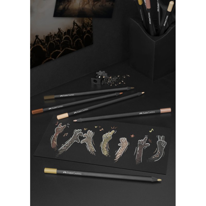 Faber-Castell crayons de couleur Black Edition, triangulaires, skin tones, 12 pièces