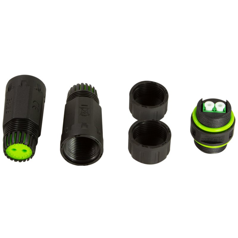 LogiLink Professional glasvezel koppeling LC-duplex, kabelwartel IP68, zwart/groen