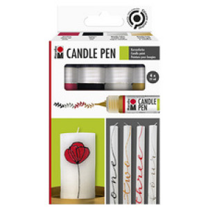 Marabu kaarsenstiften Candle Pen, set van 4, 25 ml, metallic zilver/goud