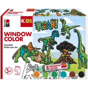 Marabu KiDS raamverf set Dinosaurus, 6 x 25 ml, afneembaar