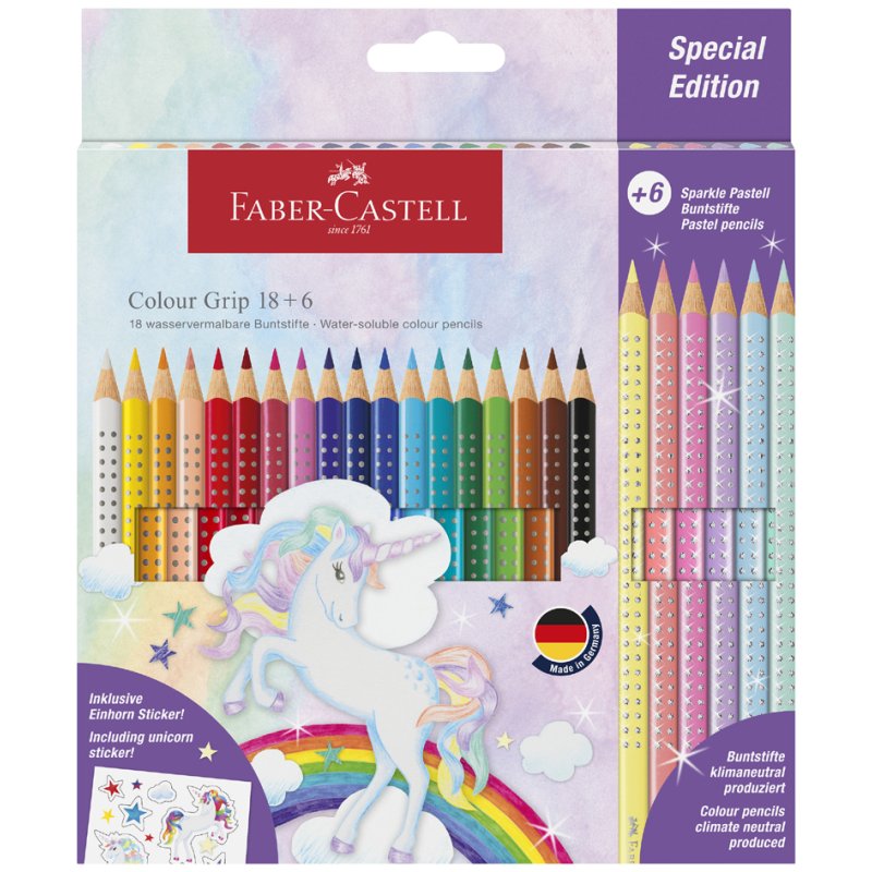 Faber-Castell Colour GRIP unicorn colouring pencils, triangular, 24 pieces