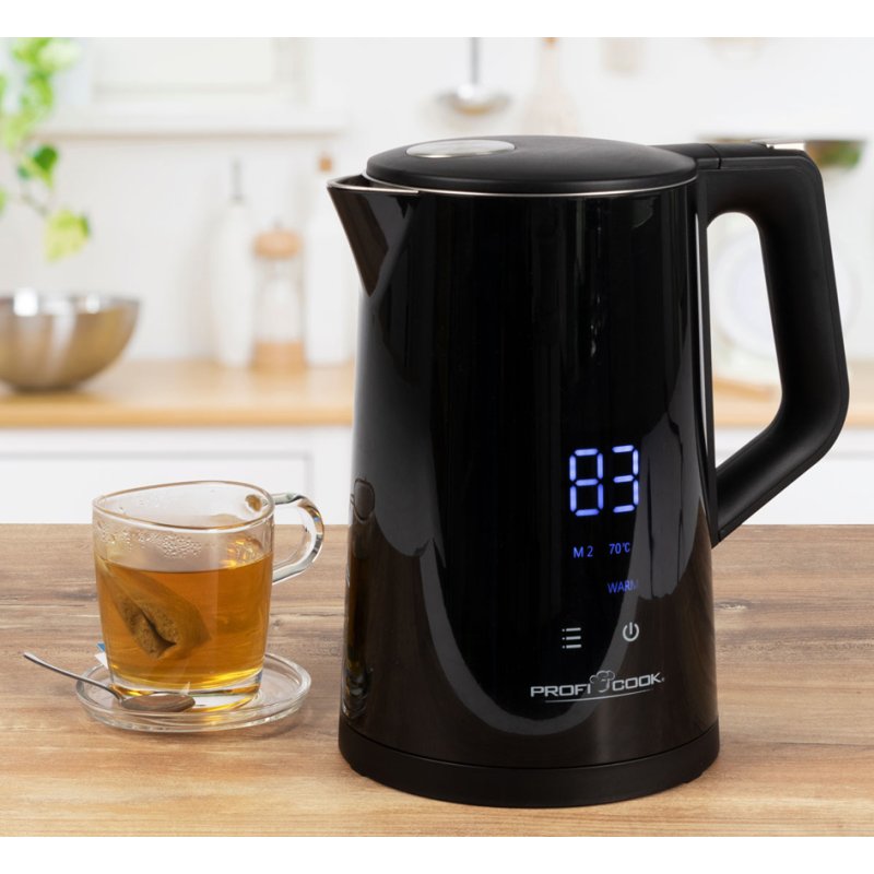 PROFI COOK kettle PC-WKS 1243, black, LED display