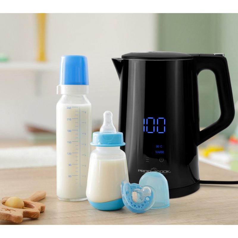 PROFI COOK kettle PC-WKS 1243, black, LED display
