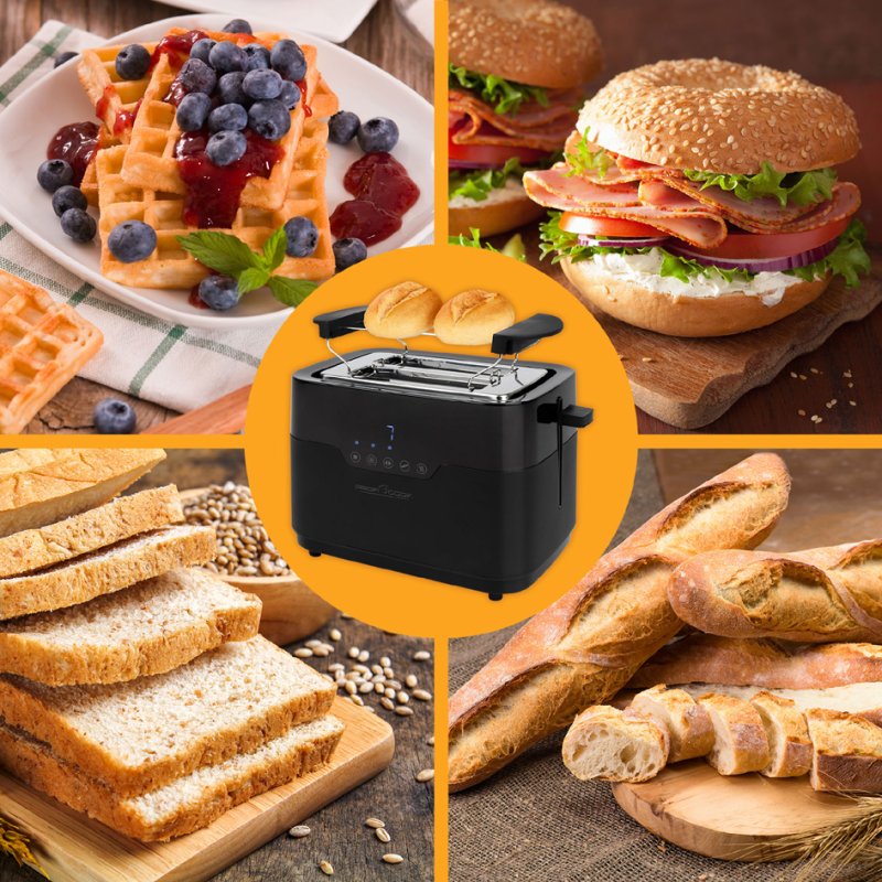 PROFI COOK Grille-pain Sensor Touch PC-TA 1244, 2 fentes, noir, commande tactile