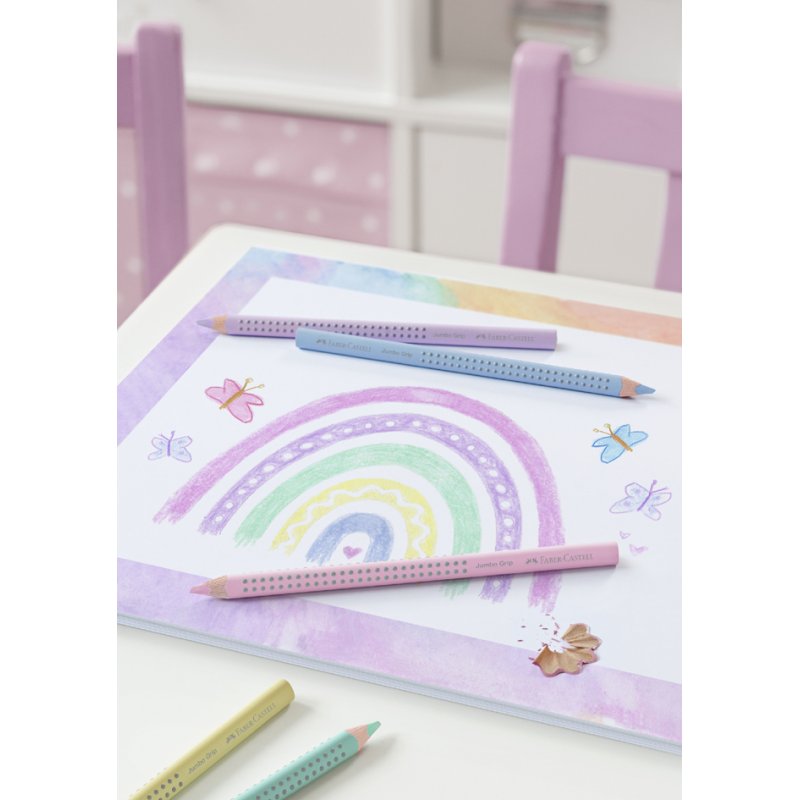 Faber-Castell Jumbo GRIP colouring pencils, triangular, pastel shades, 5 pieces