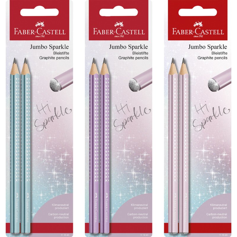 Faber-Castell Jumbo GRIP SPARKLE pencil set, assorted colours, 2 pieces