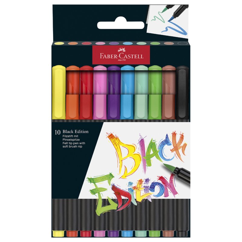 Faber-Castell felt-tip pens Black Edition, washable, 10 pieces