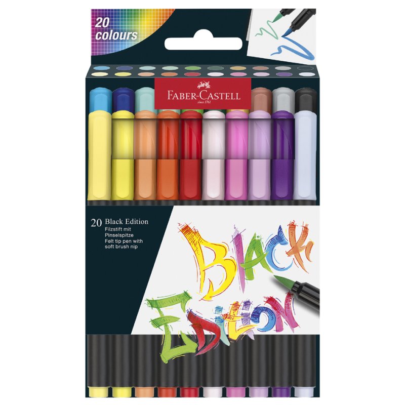 Faber-Castell felt-tip pens Black Edition, washable, 10 pieces