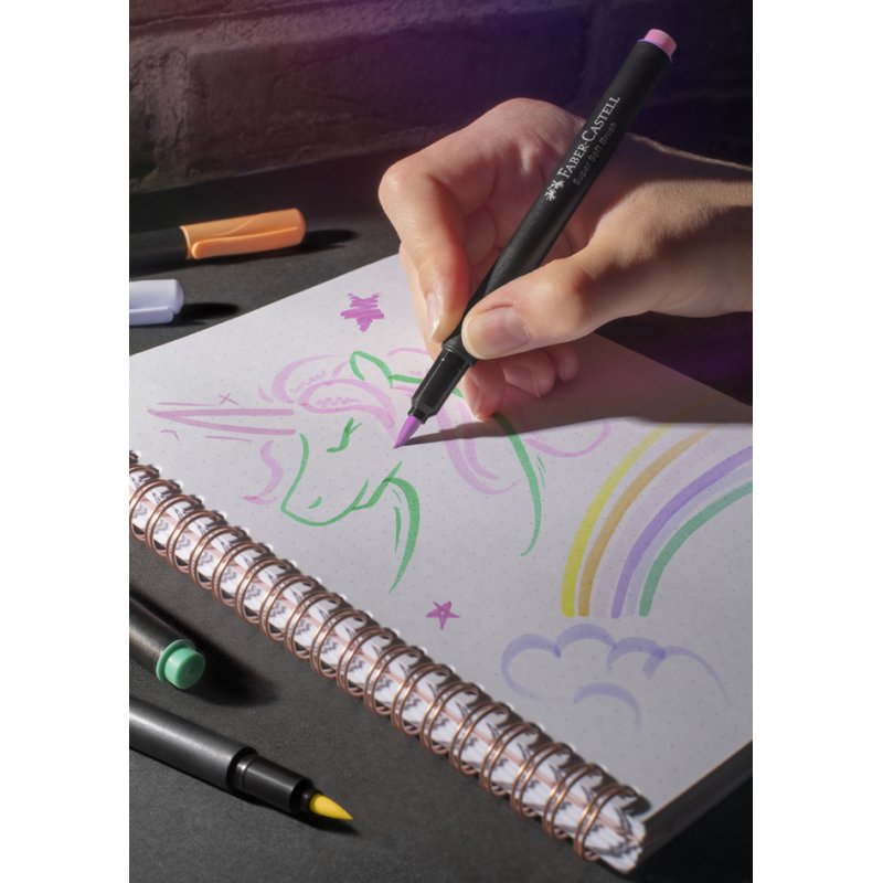 Faber-Castell felt-tip pens Black Edition, pastel, washable, 6 pieces