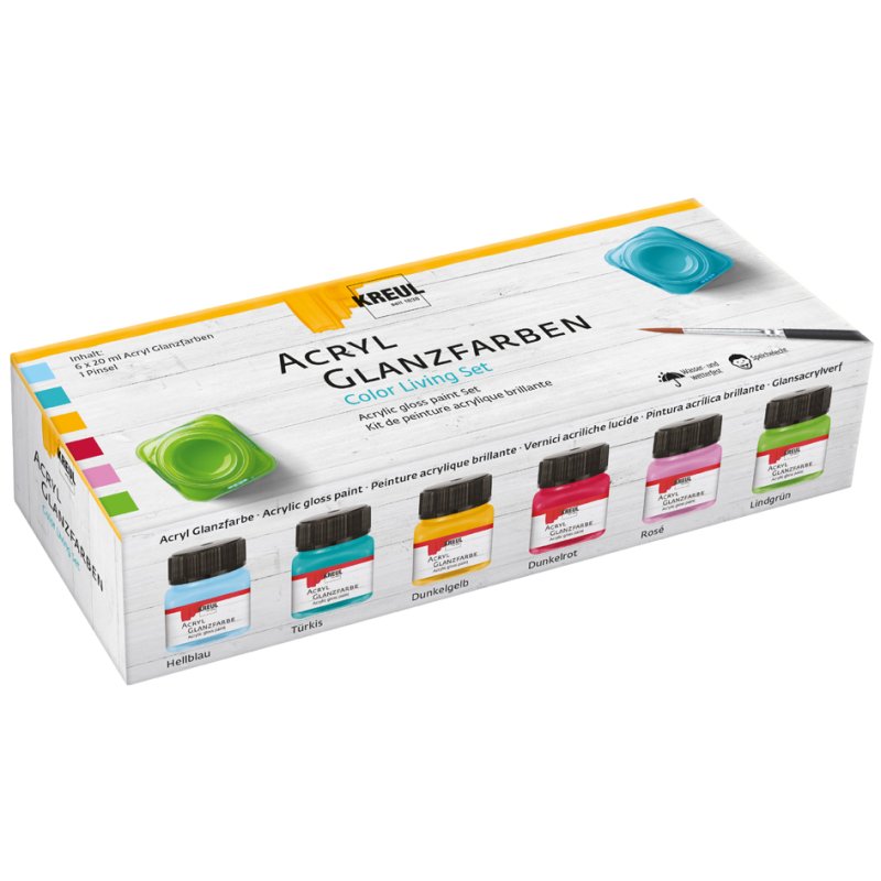 KREUL acrylic gloss paint Color Living set, 6 colours, 6 × 20 ml
