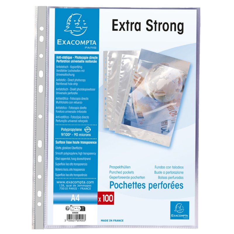 EXACOMPTA document sleeves A4, PP 90 µm, transparent, 10 pieces