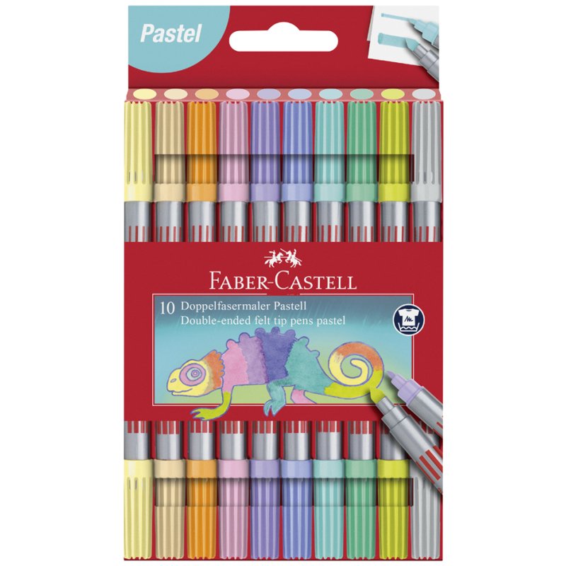 Faber-Castell Pastel double-tip felt-tip pens, dual tip, washable, 10 pieces