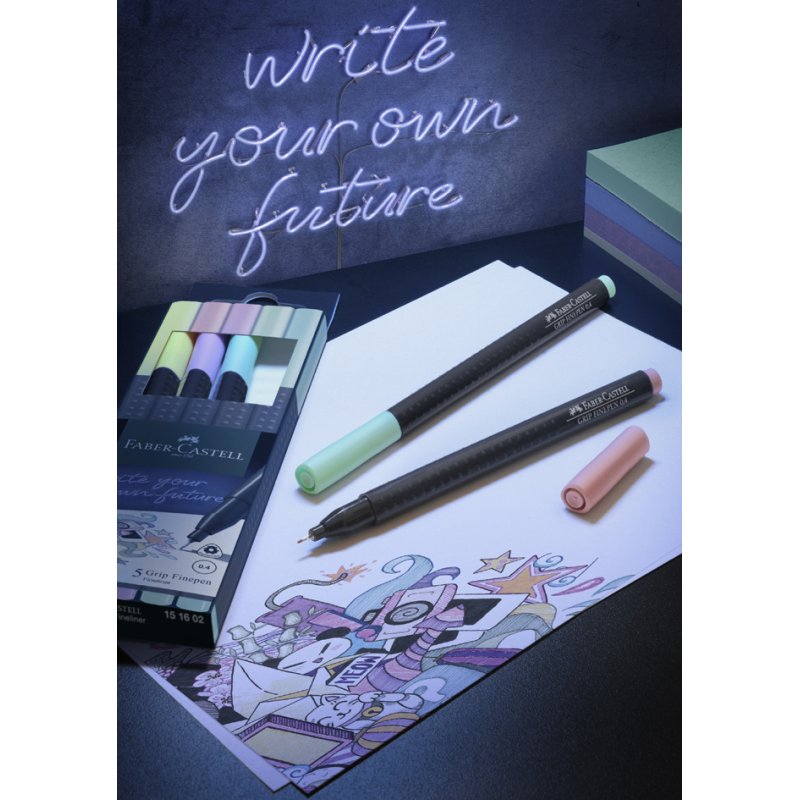 Faber-Castell fineliners GRIP FINEPEN, pastel colours, 0.4 mm, 5 pieces