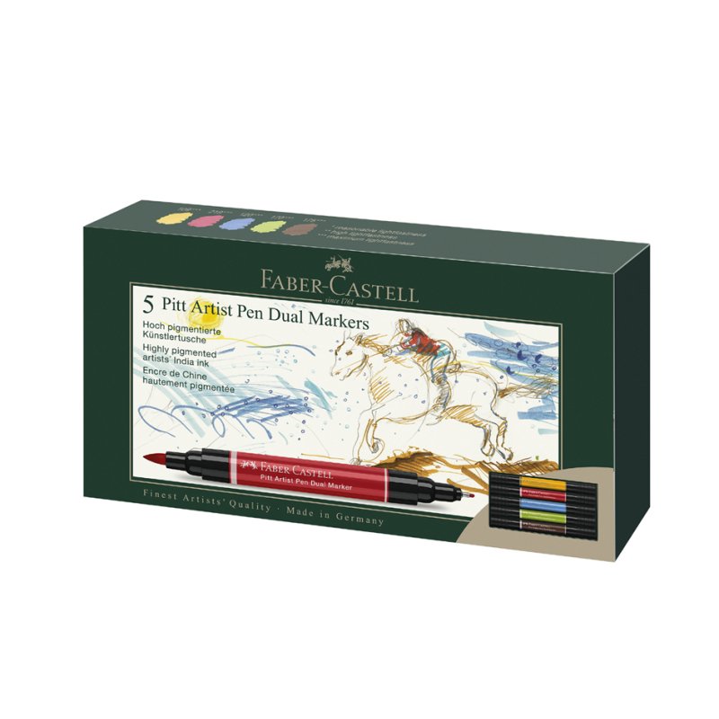 Faber-Castell stylo artistique PITT artist pen, double pointe, 5 pièces