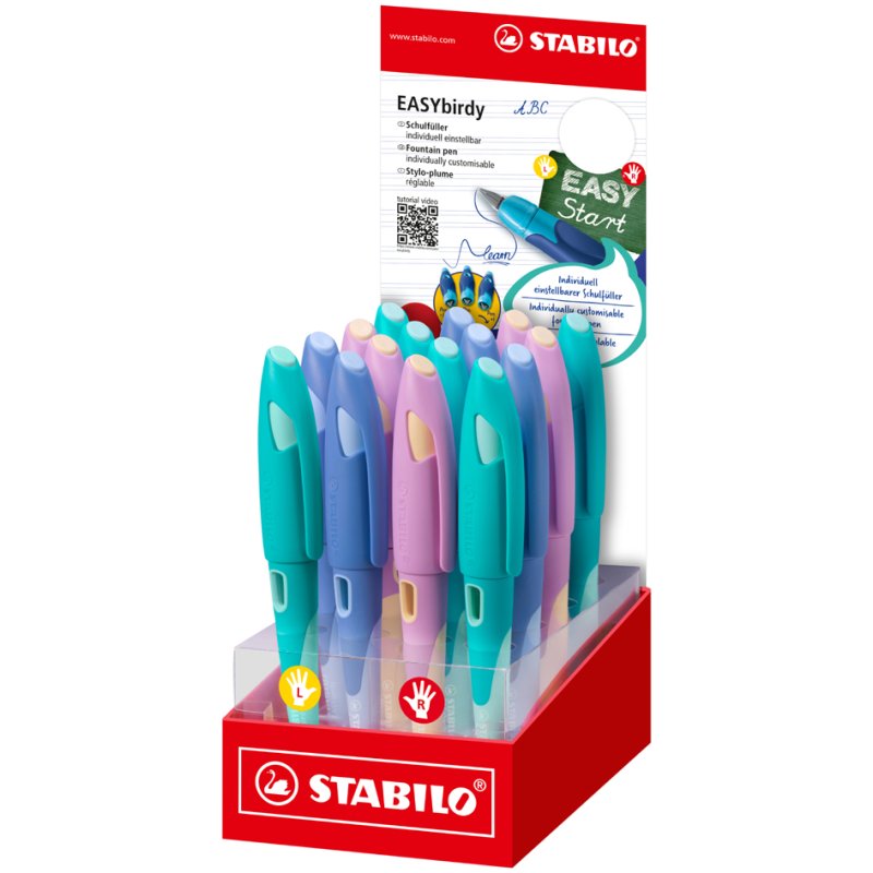 STABILO stylo-plume EASYbirdy Pastel, boîte de 16 pièces