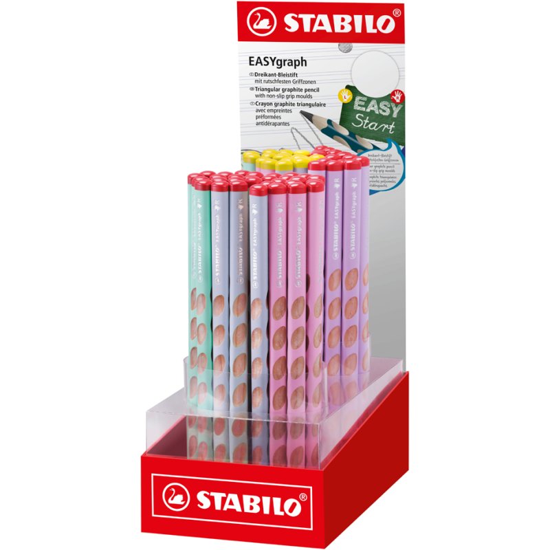 STABILO EASYgraph Pastel crayon, ergonomique triangulaire, 4 couleurs pastel, 60 pièces