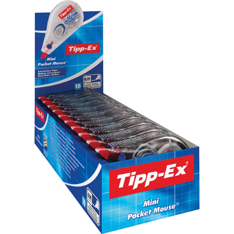 Tipp-Ex correctievloeistofroller mini pockets, 5 mm × 6 m, 10 stuks