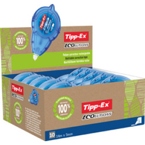 Tipp-Ex correctieroller Ecoolutions Easy Refill, navulbaar, blauw-transparant, 10 stuks