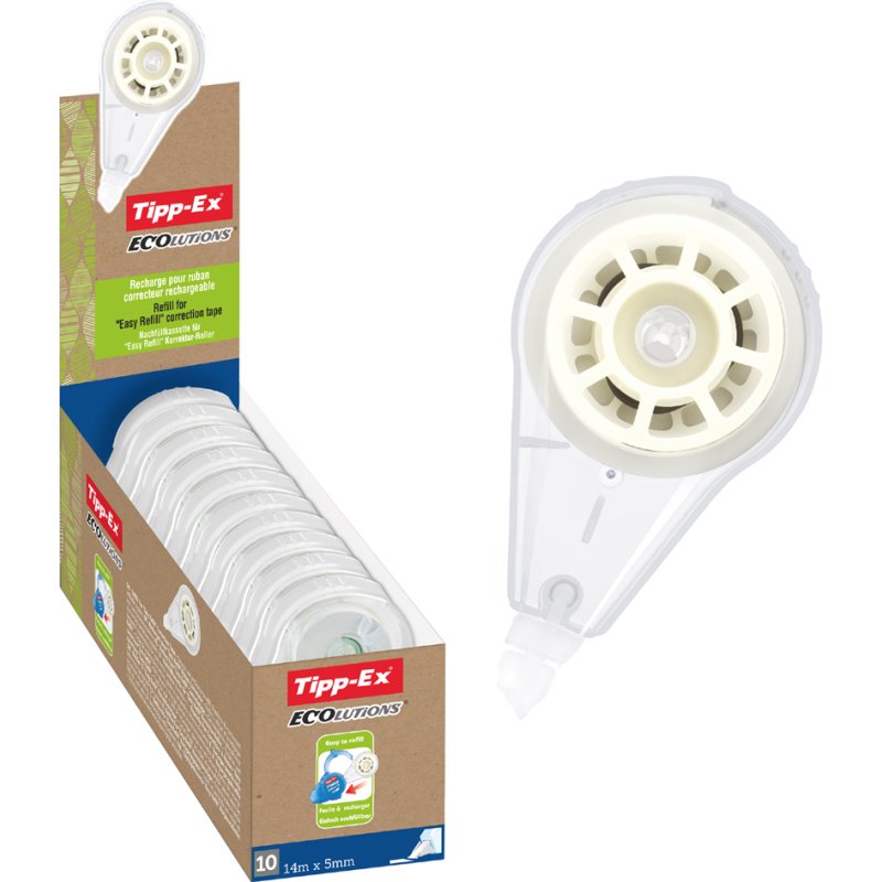 Tipp-Ex navulcassette Easy Refill, transparant, 5 mm × 14 m, 10 stuks