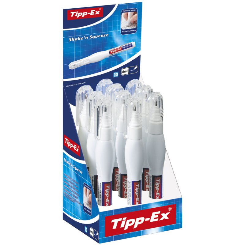 Tipp-Ex correctiestift Shake'n Squeeze, wit, 8 ml, 10 stuks