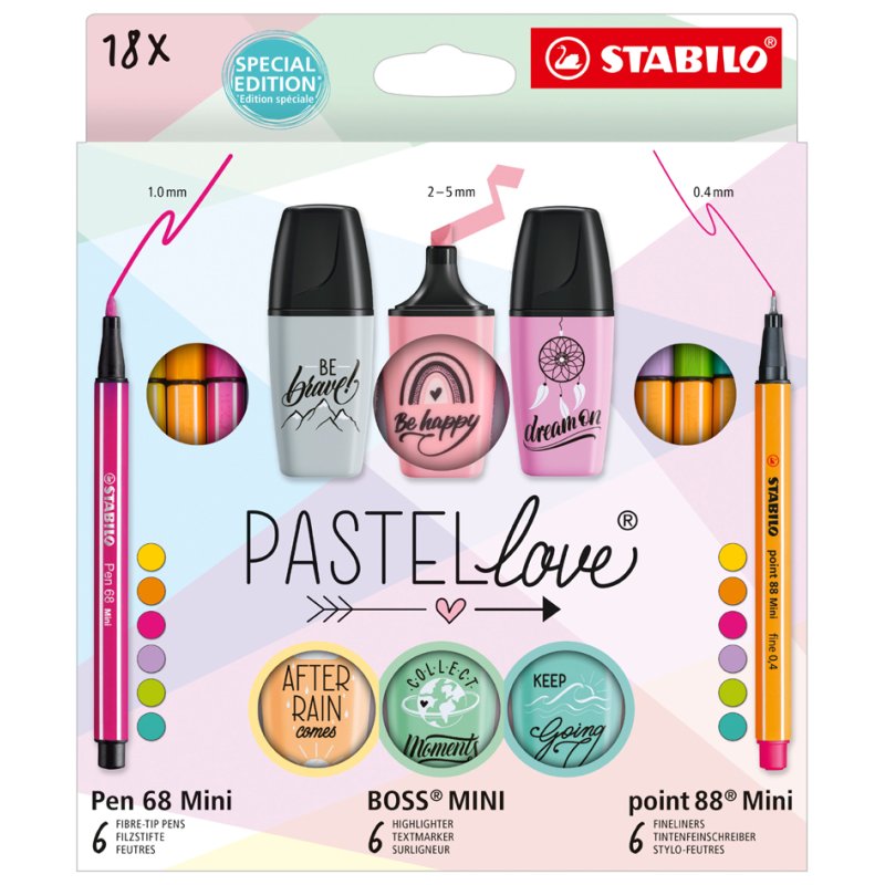 STABILO pen set Pastellove Mini, pastel colours, 18 pieces