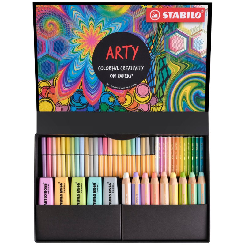STABILO ensemble créatif ARTY Pastel, 50 pièces, coffret cadeau