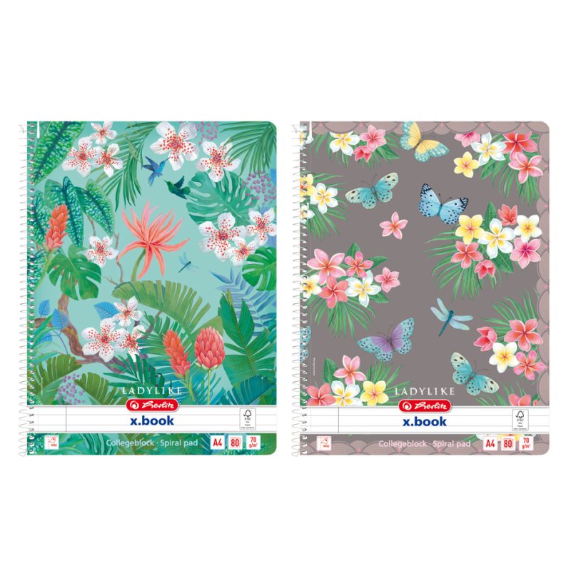 herlitz cahier quadrillé pour filles A4, 80 feuilles, perforé 4 trous