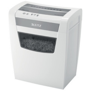 LEITZ papiervernietiger IQ Office S, deeltjessnit 4×28 mm, wit/zilver, 12 vel