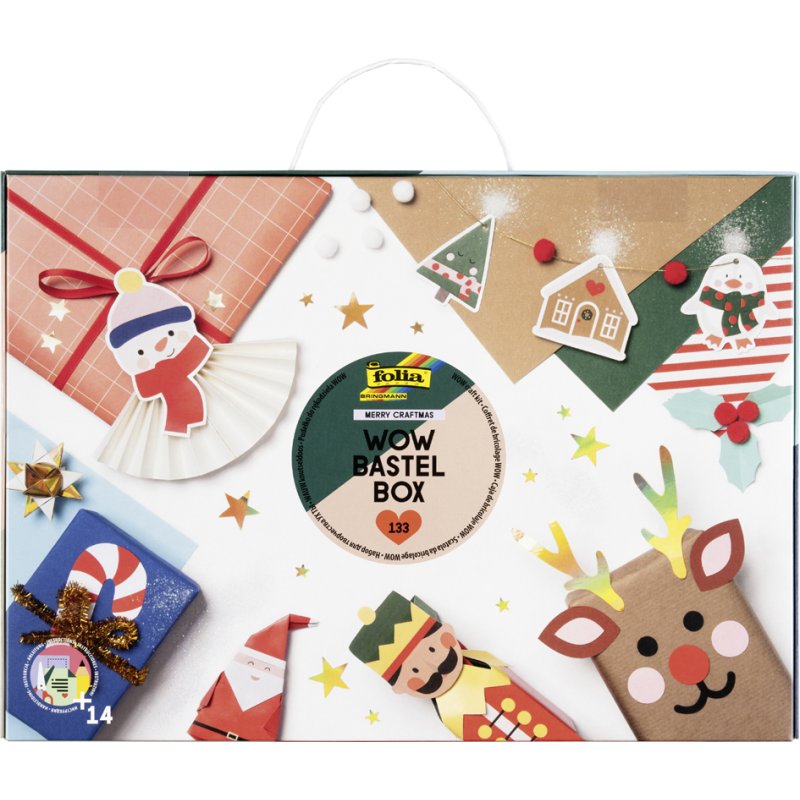 folia WOW kerstcreatie-set Blijde Kerstknutselaar, 133-delig, kerstbastelkoffer