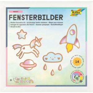 folia raamstickers set Magic, 14 motieven, 220×220 mm, met iriserende folie