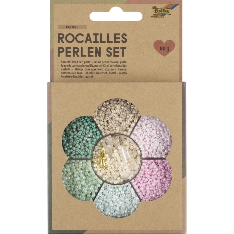 folia kralenset, rocailles-kralen 90 g, 7 kleuren, zilver