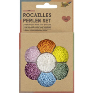 folia kralenset, rocailles-kralen 90 g, 7 kleuren, zilver