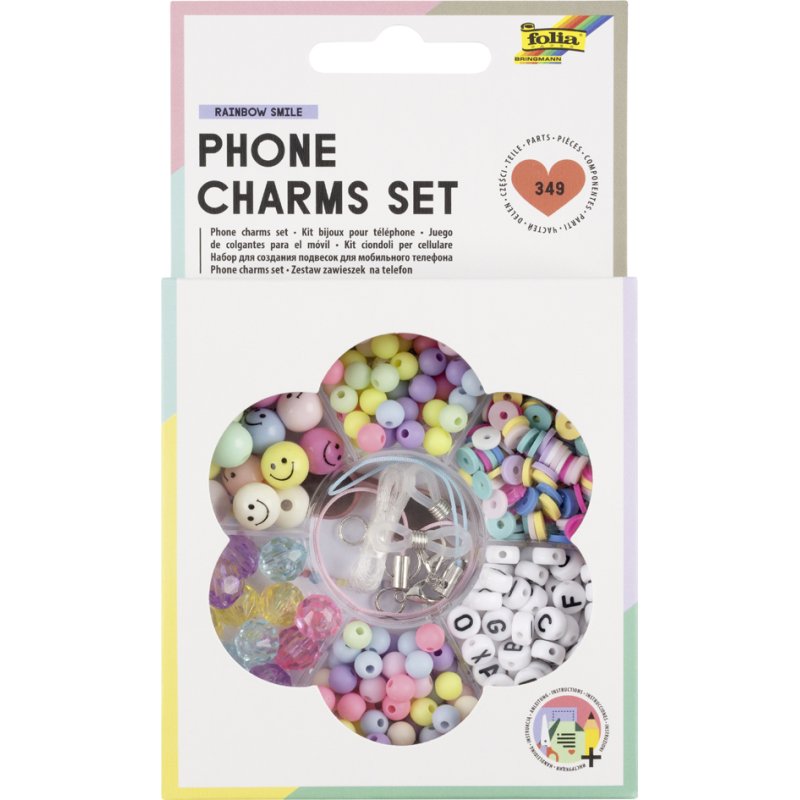folia kralensieraden telefoon regenboogkleuren smiley, 349 stuks
